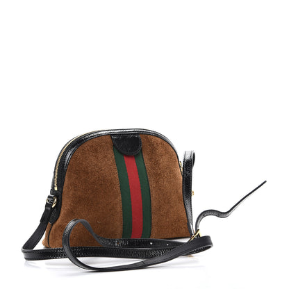 Gucci Suede Patent Web Small Ophidia Dome Shoulder Bag Nocciola Black 2 of 13