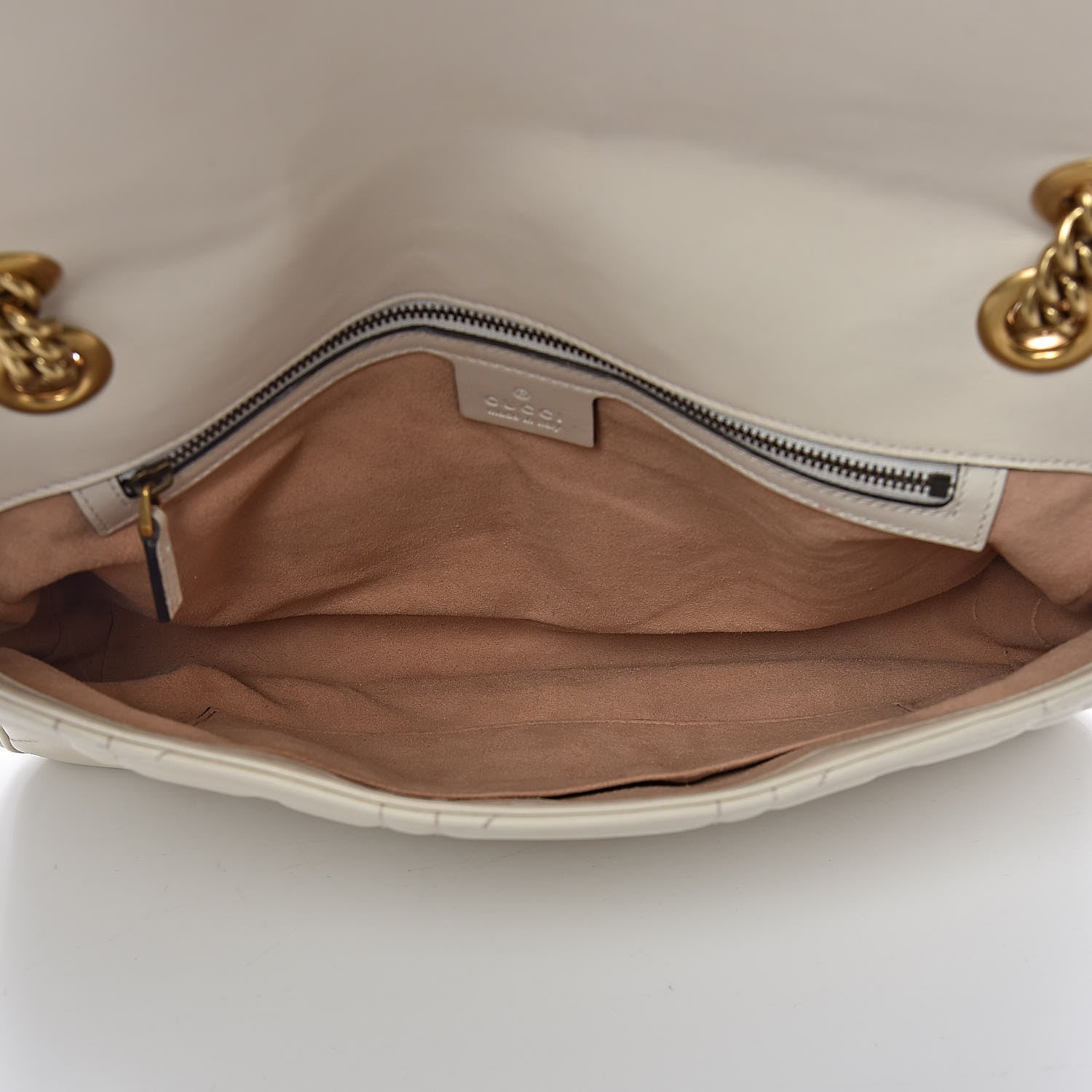 Gucci Calfskin Matelasse Studded Medium GG Marmont Shoulder Bag White 5 of 12