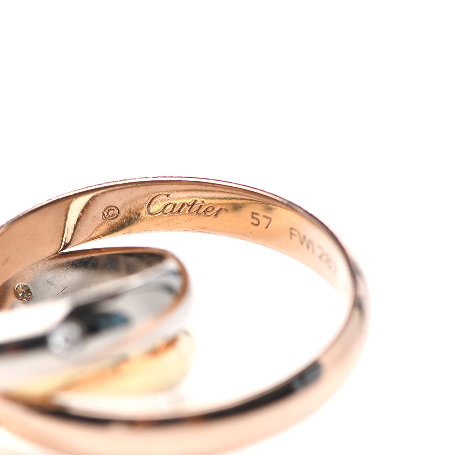 18K Pink Yellow White Gold Diamond Trinity Ring 57 8