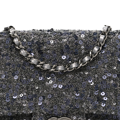 Chanel Sequin Quilted Small Single Flap Grey Dark Grey 8 of 10