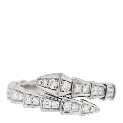 Bulgari 18K White Gold Diamond Serpenti Viper Pave Ring L 1 of 4