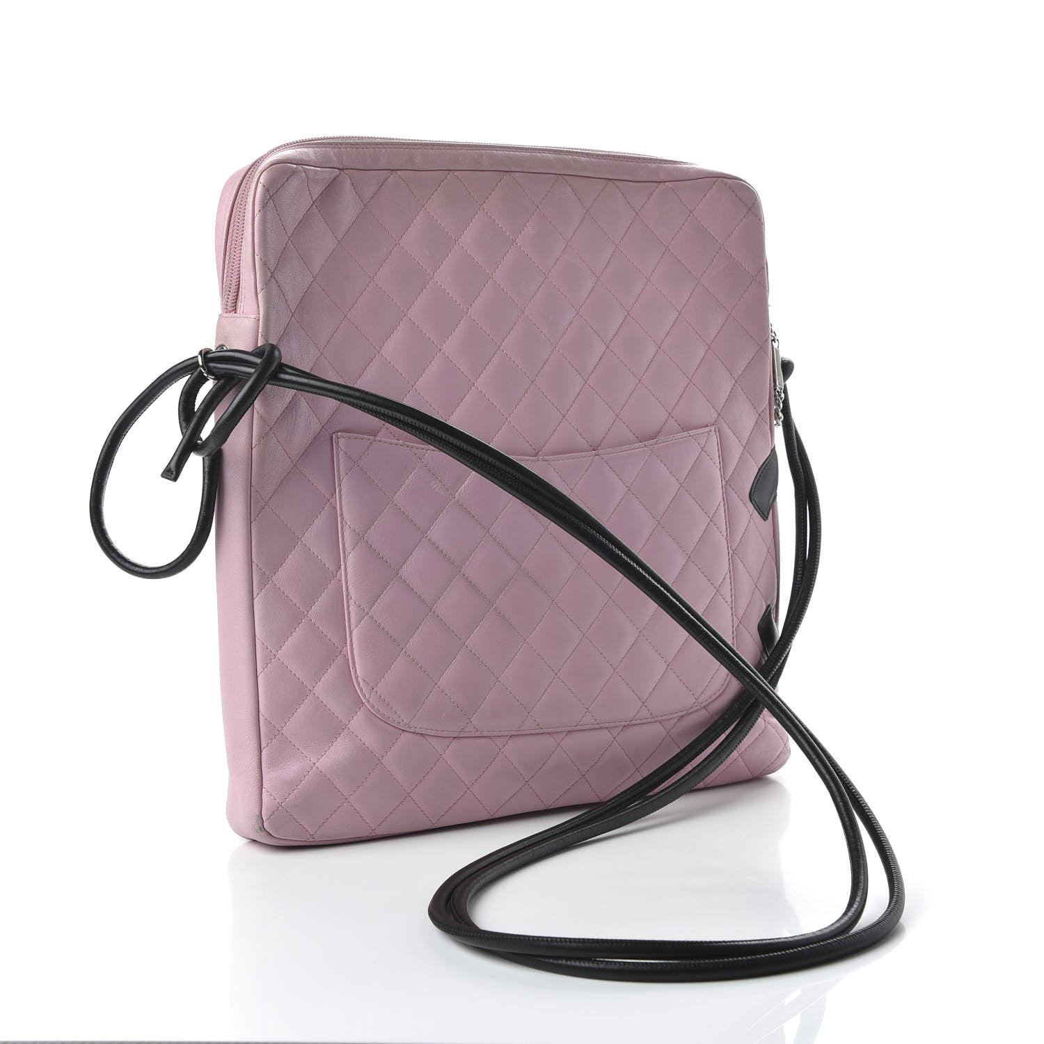 Chanel Calfskin Quilted Large Cambon Messenger Pink Black 3 of 11