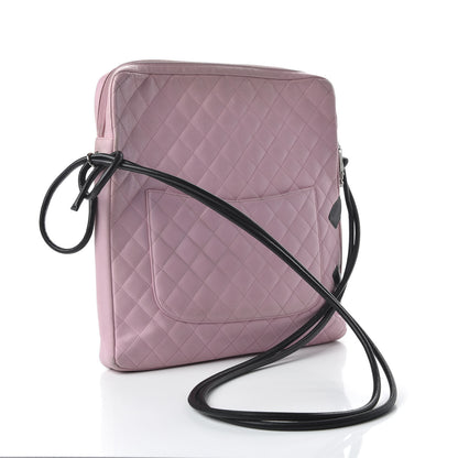 Chanel Calfskin Quilted Large Cambon Messenger Pink Black 3 of 11