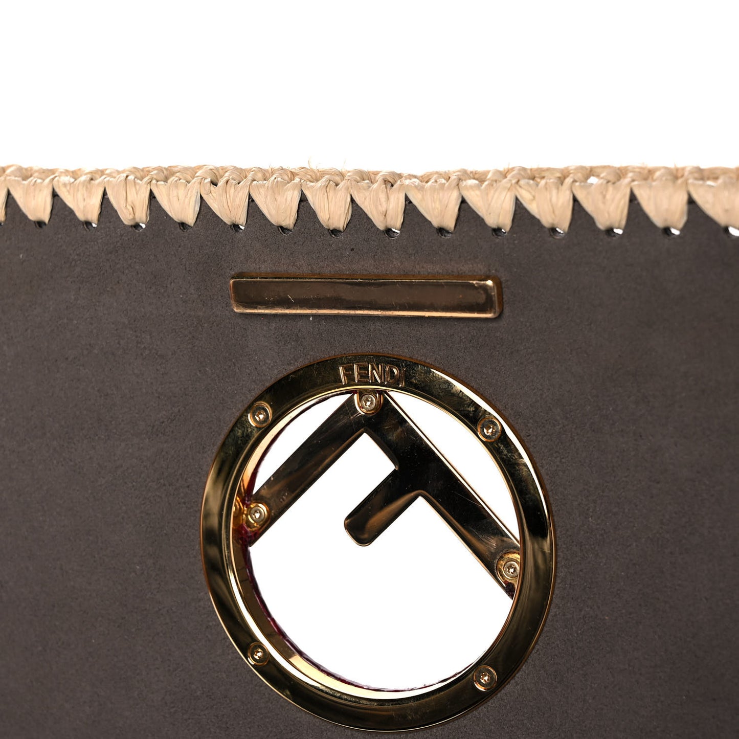 Vitello Century Raffia Snakeskin F is Fendi FF Woven Embroidered Kan I Shoulder Bag Black Natural
