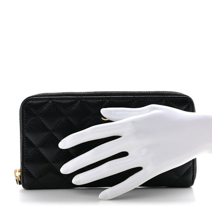 Chanel Lambskin Quilted Large Gusset Zip Around Wallet Black 2 of 11