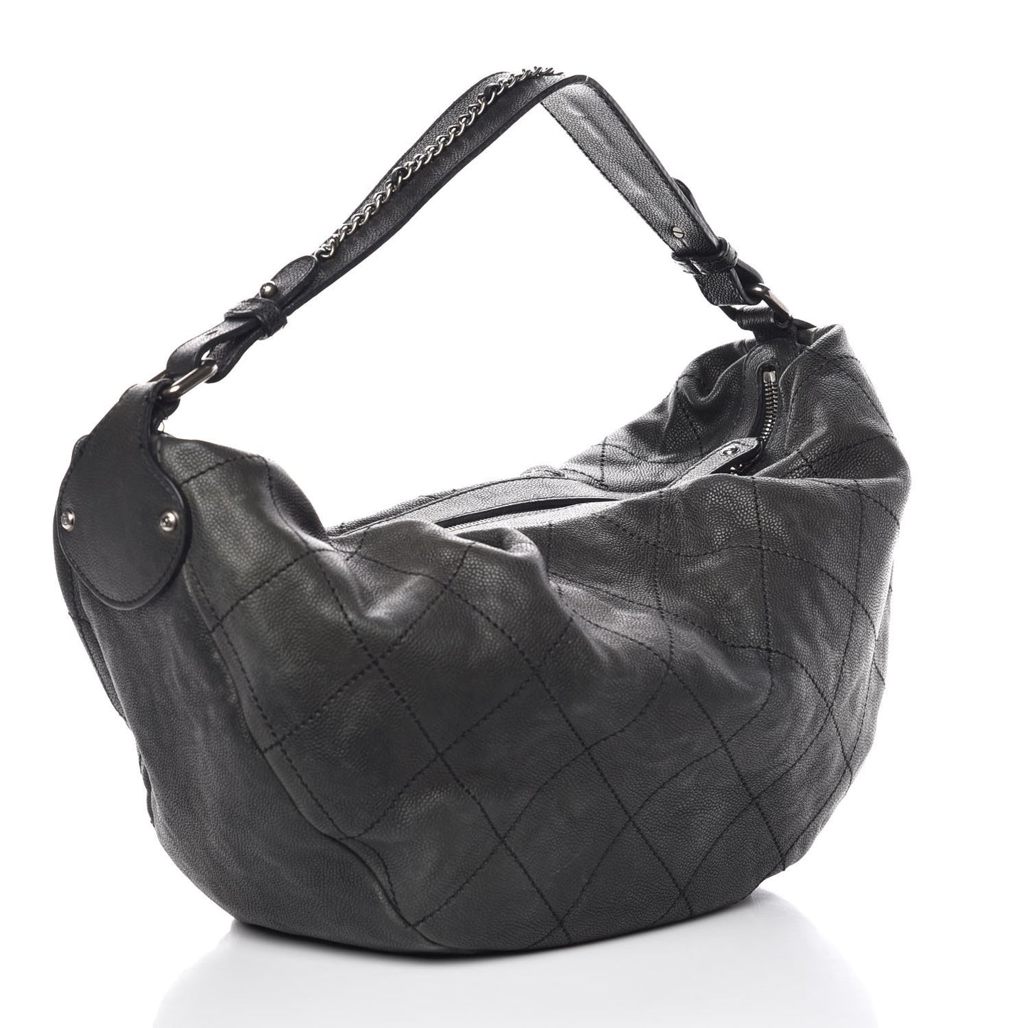 Caviar Stitched Large Outdoor Hobo Black