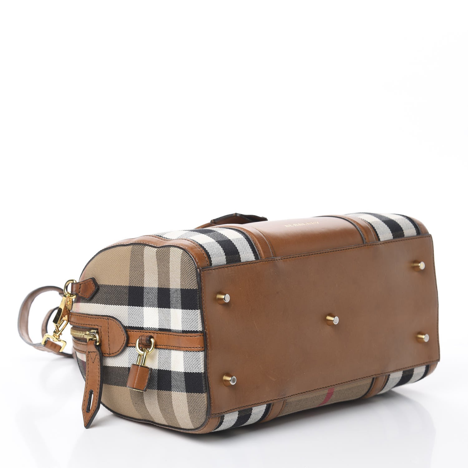 Burberry House Check Medium Alchester Bowling Bag Tan 3 of 9