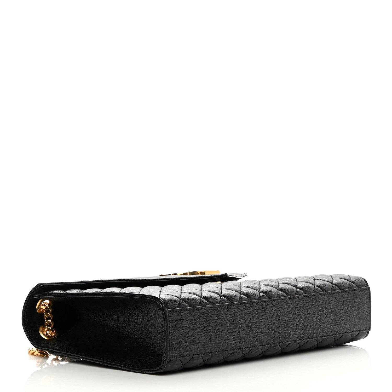 Saint Laurent Grain De Poudre Textured Mixed Matelasse Large Triquilt Monogram Satchel Black 3 of 12