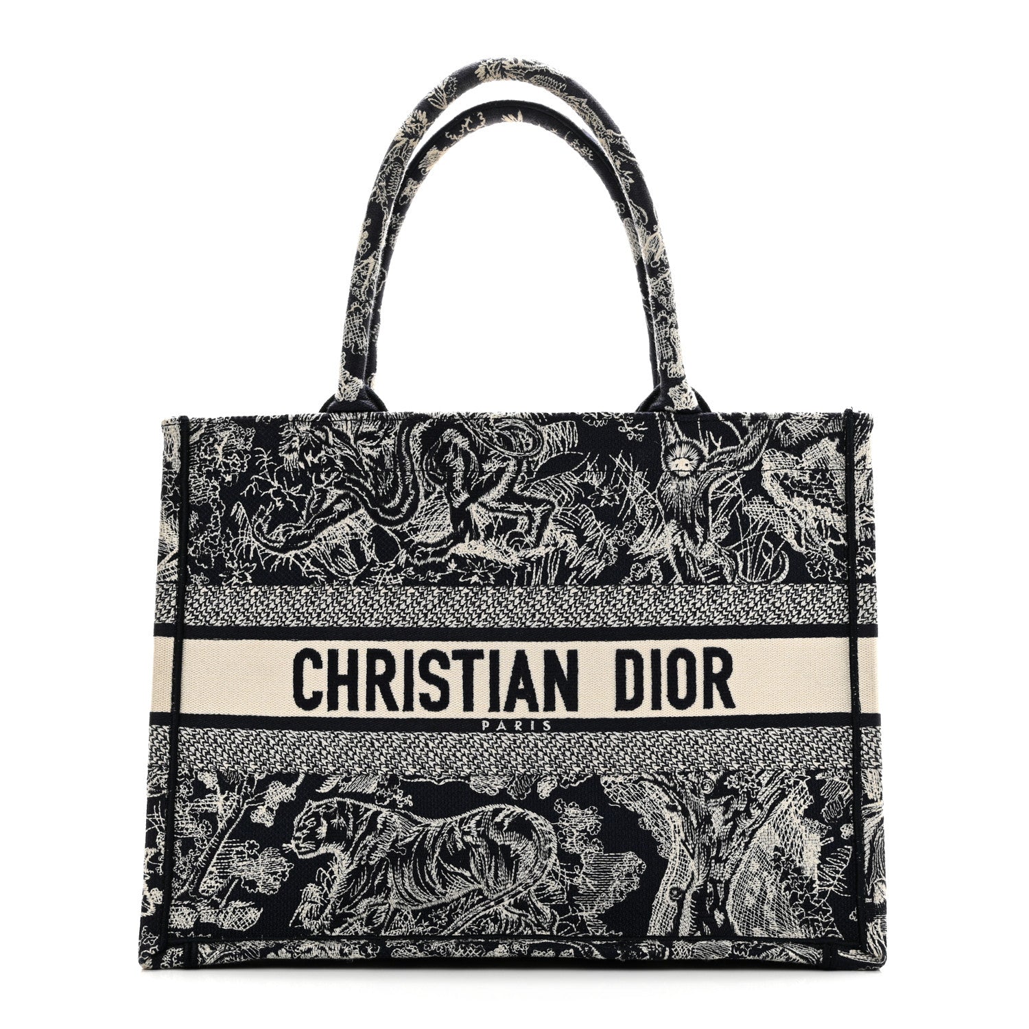 Christian Dior Canvas Embroidered Medium Dioriviera Toile De Jouy Reverse Book Tote Blue 1 of 9