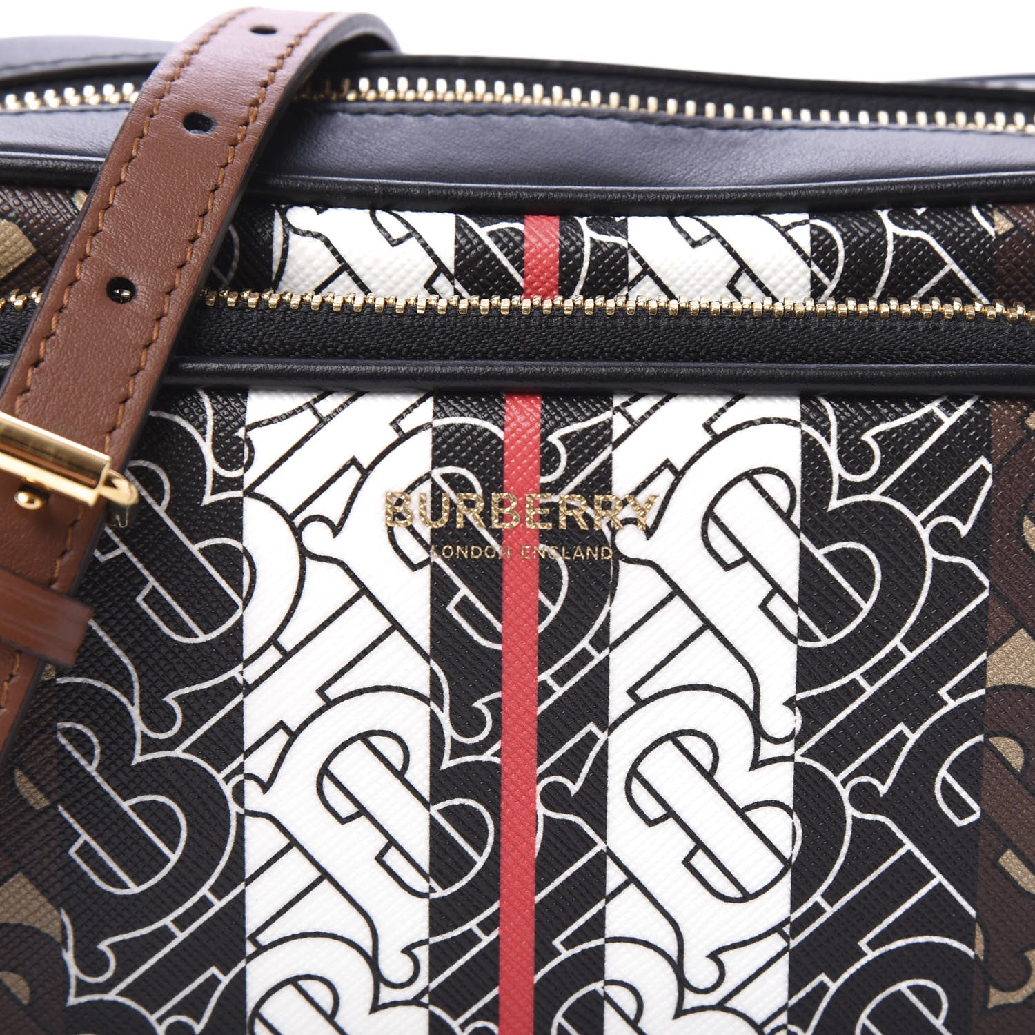 Burberry E-Canvas Monogram Stripe Camera Bag Bridle Brown 9 of 9