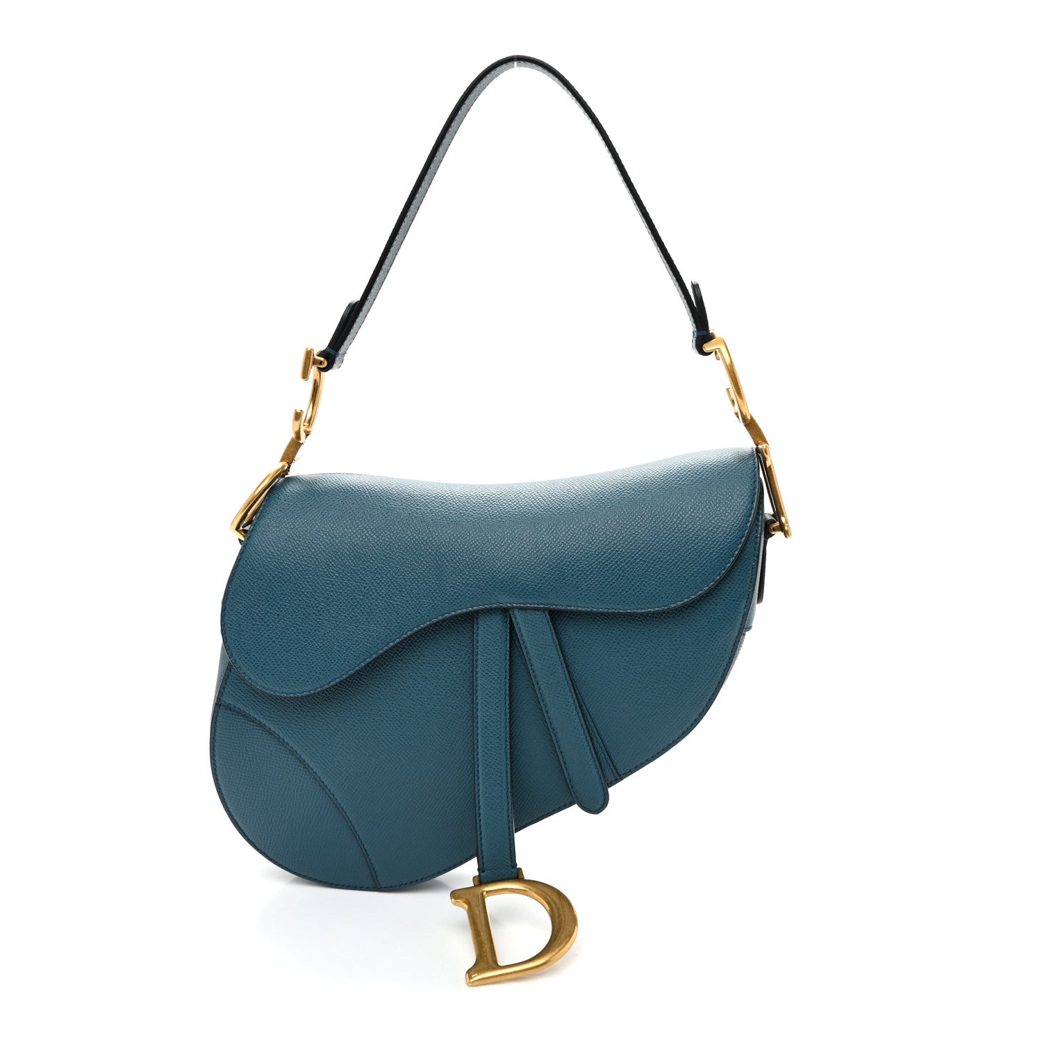 Christian Dior Grained Calfskin Saddle Bag Steel Blue 1 of 10