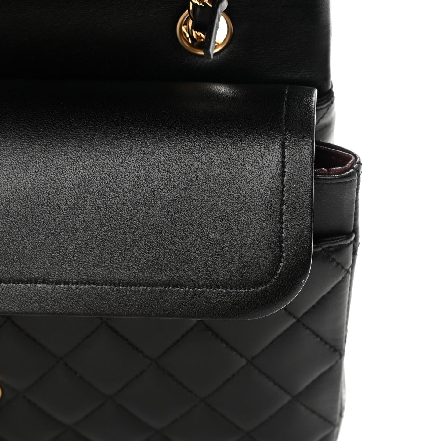 Lambskin Quilted Medium Double Flap Black