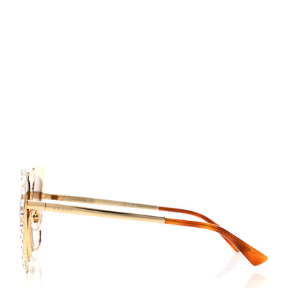 Gucci Metal Acetate Crystal Oversize GG0115S Sunglasses Gold 3 of 4