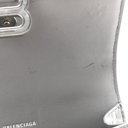 Balenciaga Shiny Calfskin Crocodile Embossed Hourglass Top Handle Bag XS Balenciaga Grey 8 of 12