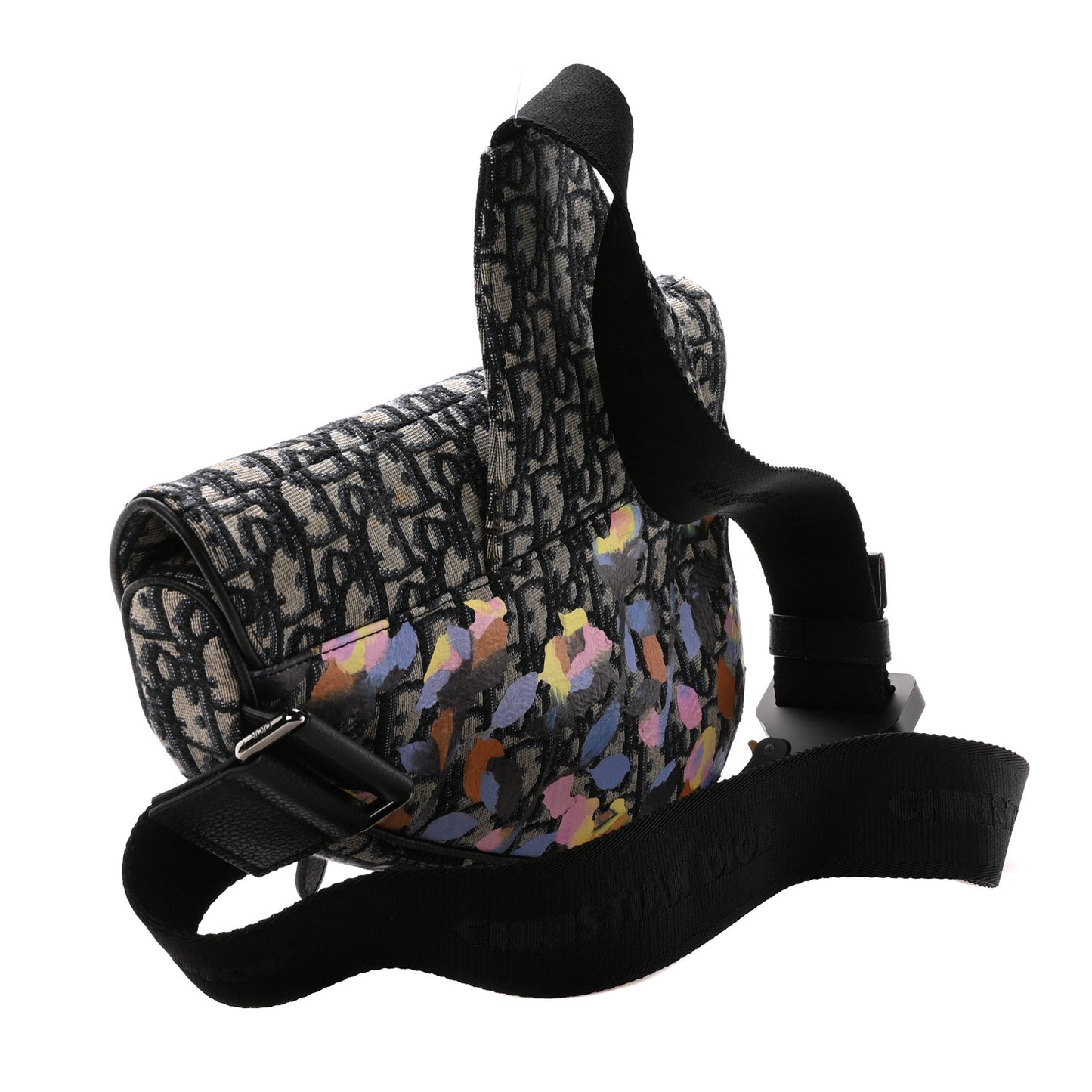 X ALEX FOXOTN Oblique Floral Print Mens Saddle Bag Blue Multicolor