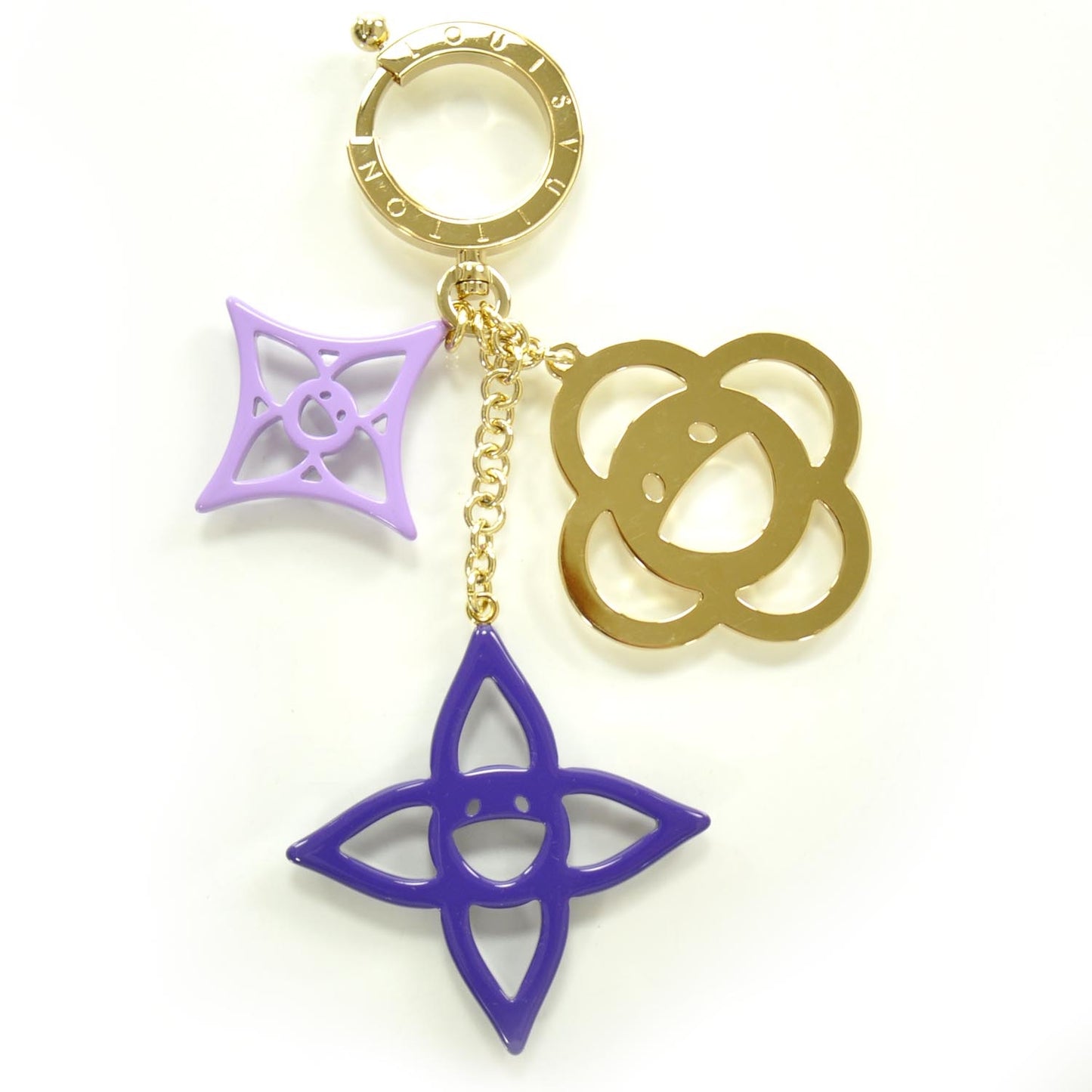 Brass Enamel Cosmic Blossom Bag Charm Violet