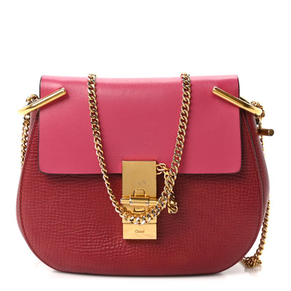 Chloe Grained Calfskin Lambskin Mini Bi-Color Drew Shoulder Bag Red 1 of 9