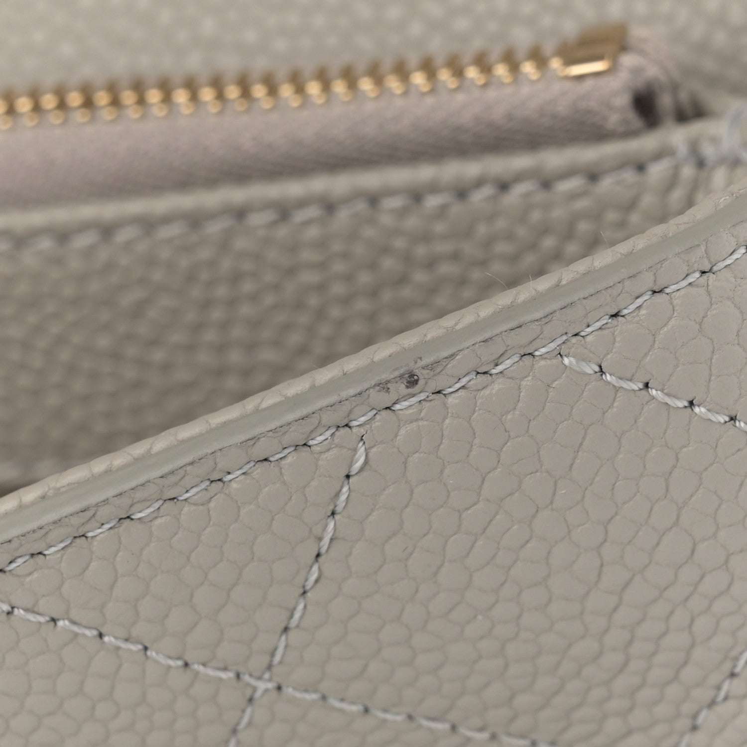 Chanel Grained Calfskin Small Stitched Flap Grey 13 of 15