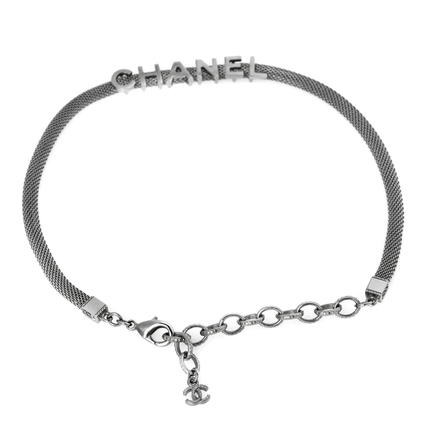 Metal Logo Choker Necklace Silver