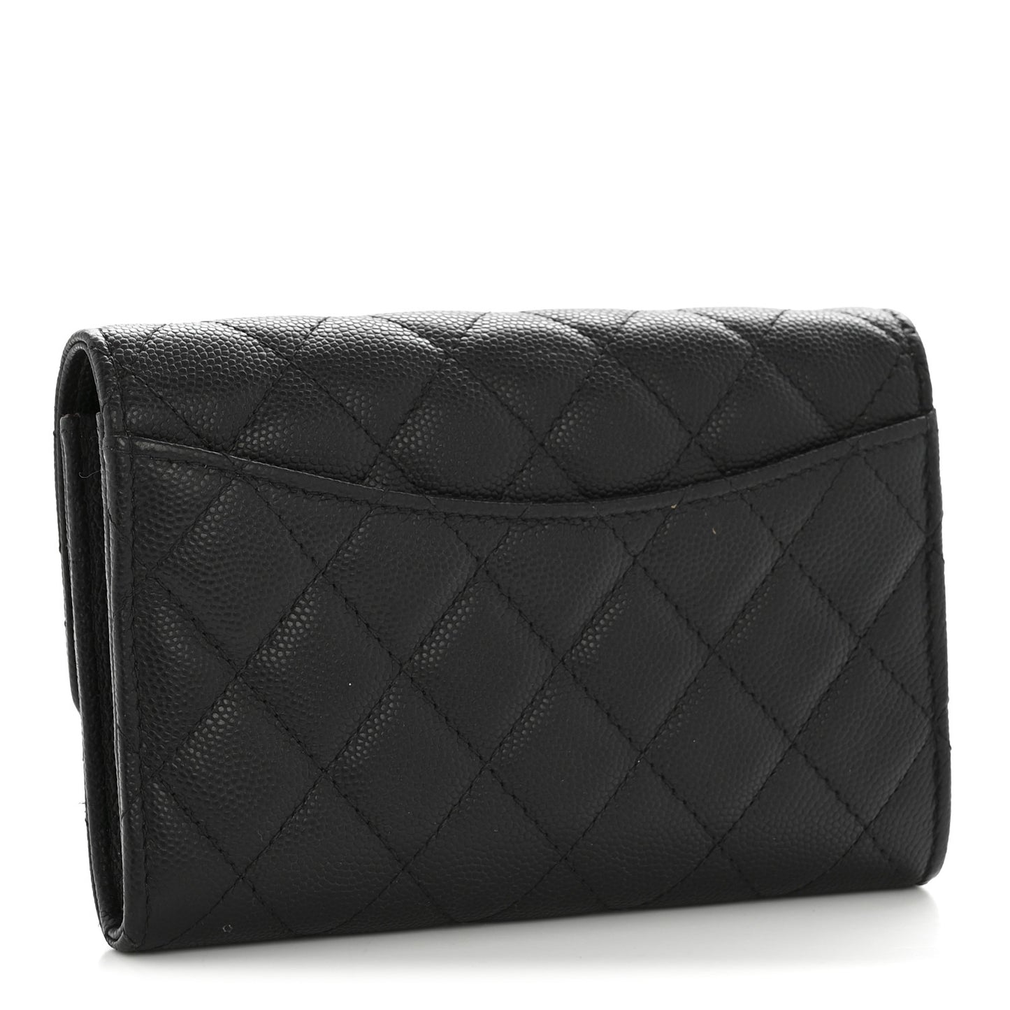 Caviar Quilted Medium Flap Wallet Black