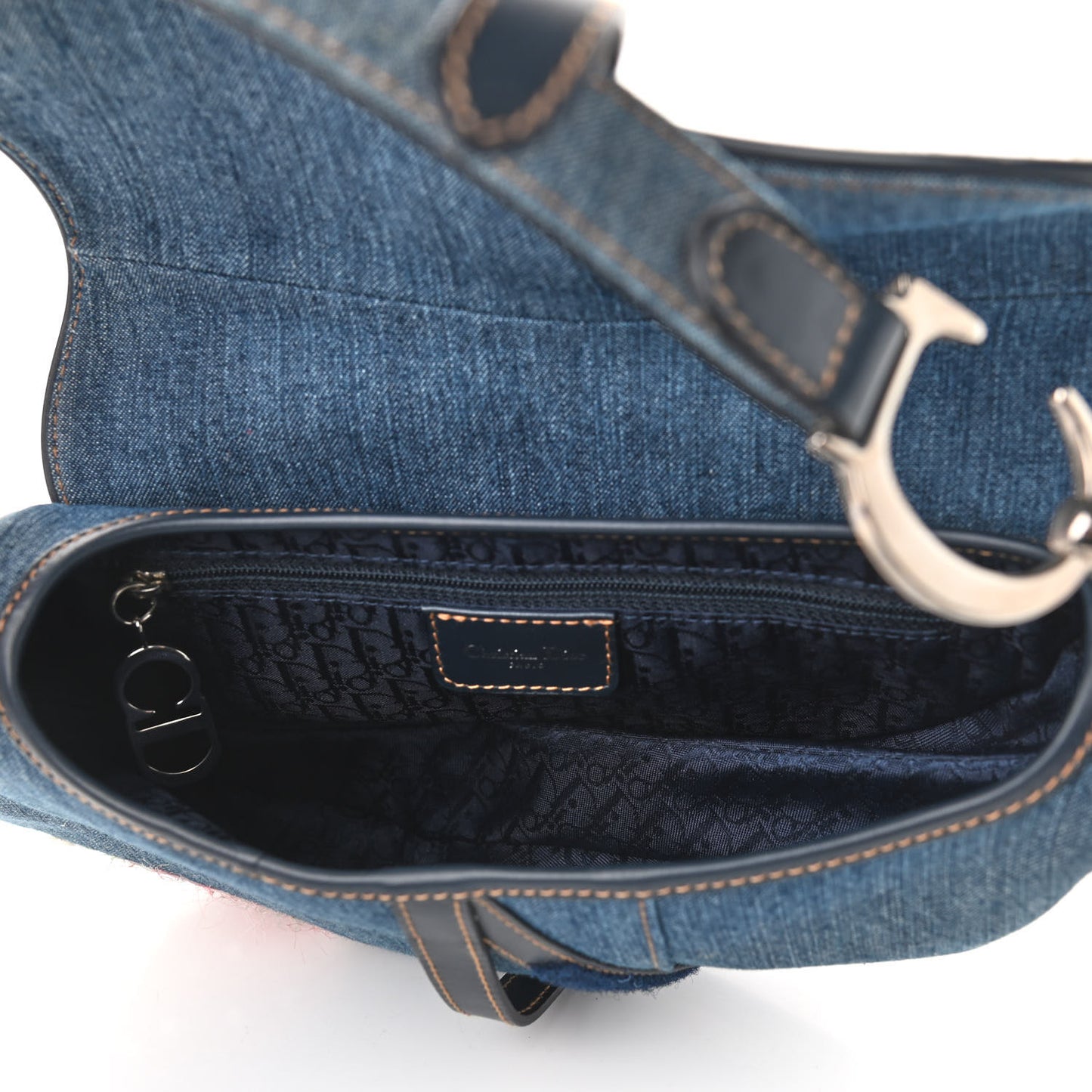 Denim Embroidered Saddle Bag Blue Multi