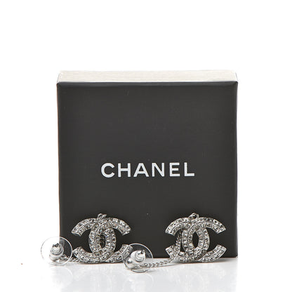 Chanel Baguette Crystal CC Drop Earrings Silver 5 of 5