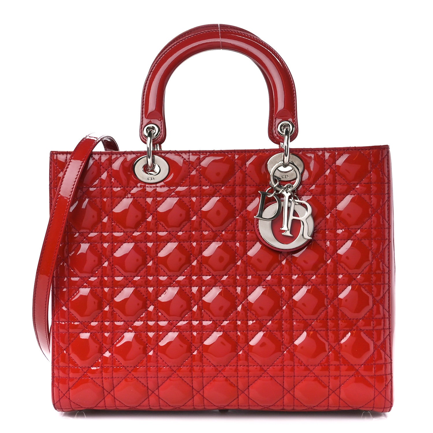 Christian Dior Patent Cannage Large Lady Dior Red 1 of 11
