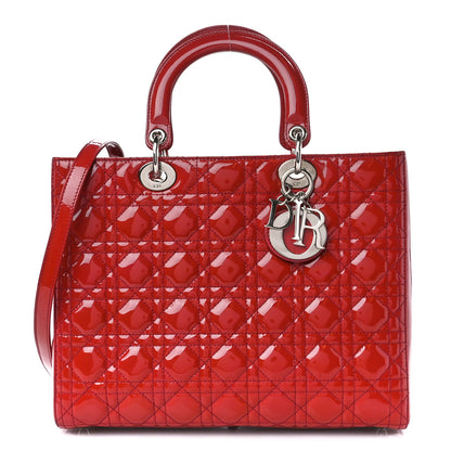 Christian Dior Patent Cannage Large Lady Dior Red 1 of 11