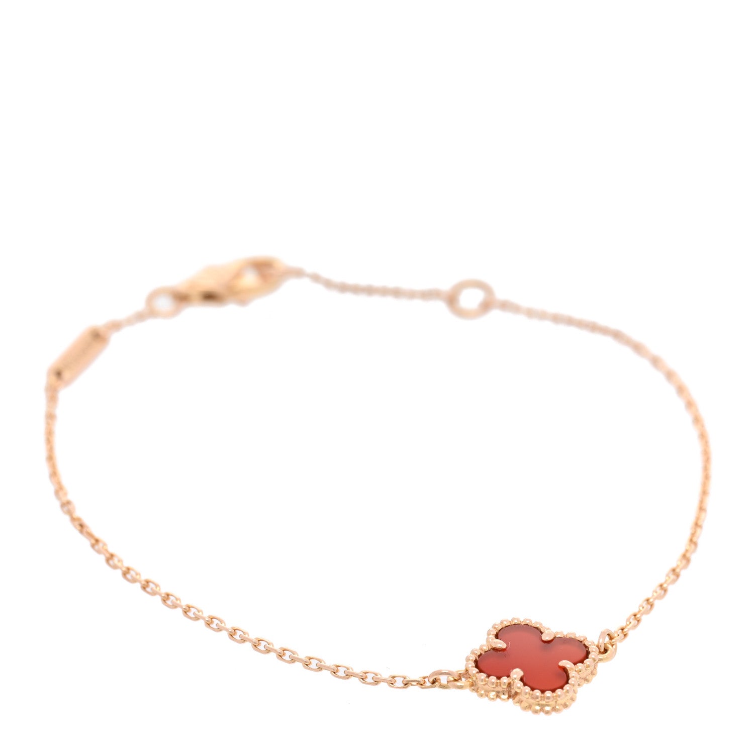Van Cleef & Arpels 18K Rose Gold Carnelian Sweet Alhambra Bracelet 1 of 4