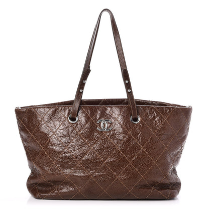 Chanel Glazed Calfskin Large On The Road Tote Brown 1 of 7
