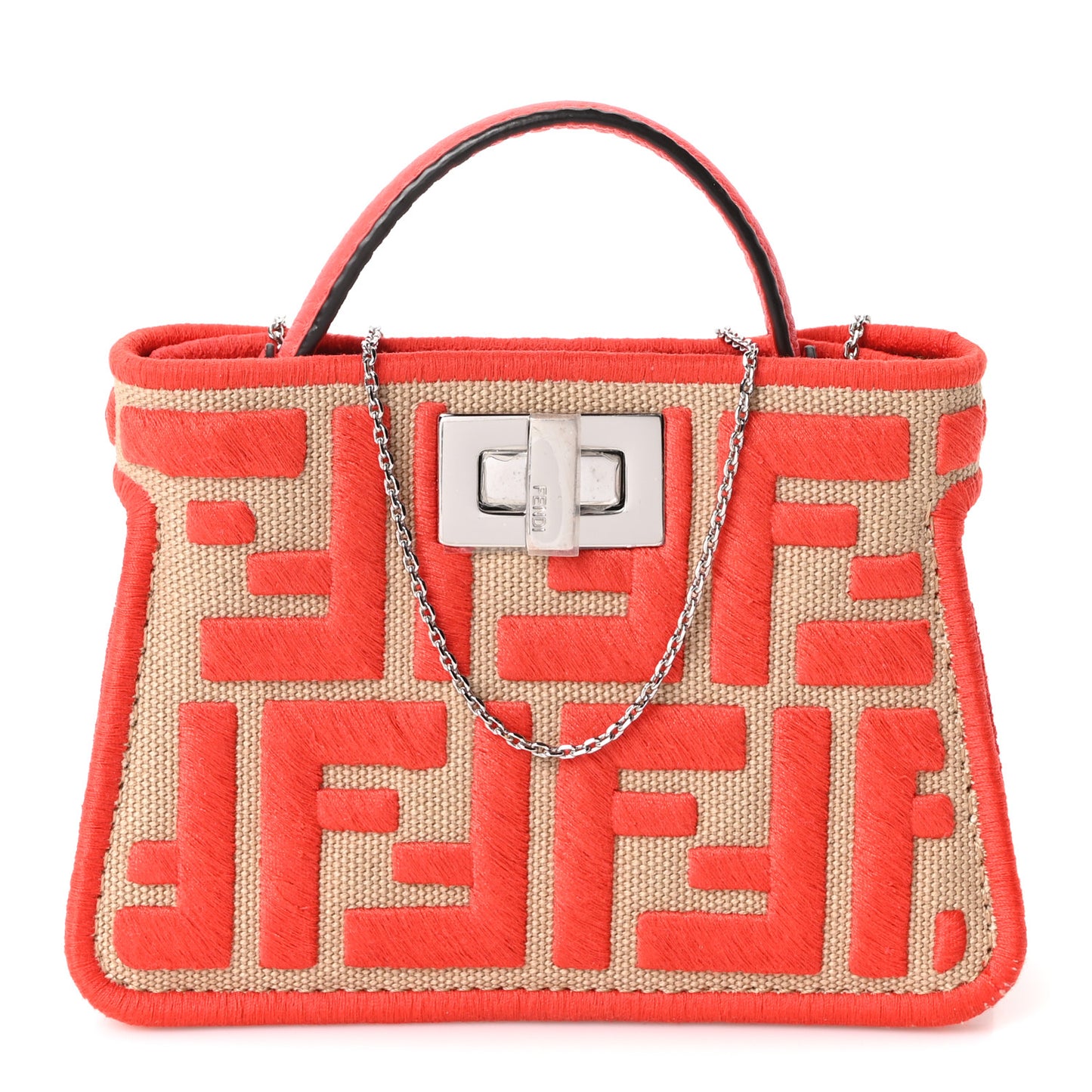 Canvas Vitello Volanato FF Embroidered Pico Peekaboo Charm Sand Tulipano