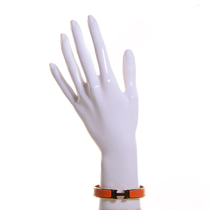 Hermes Enamel Narrow H Bracelet PM Orange 2 of 6