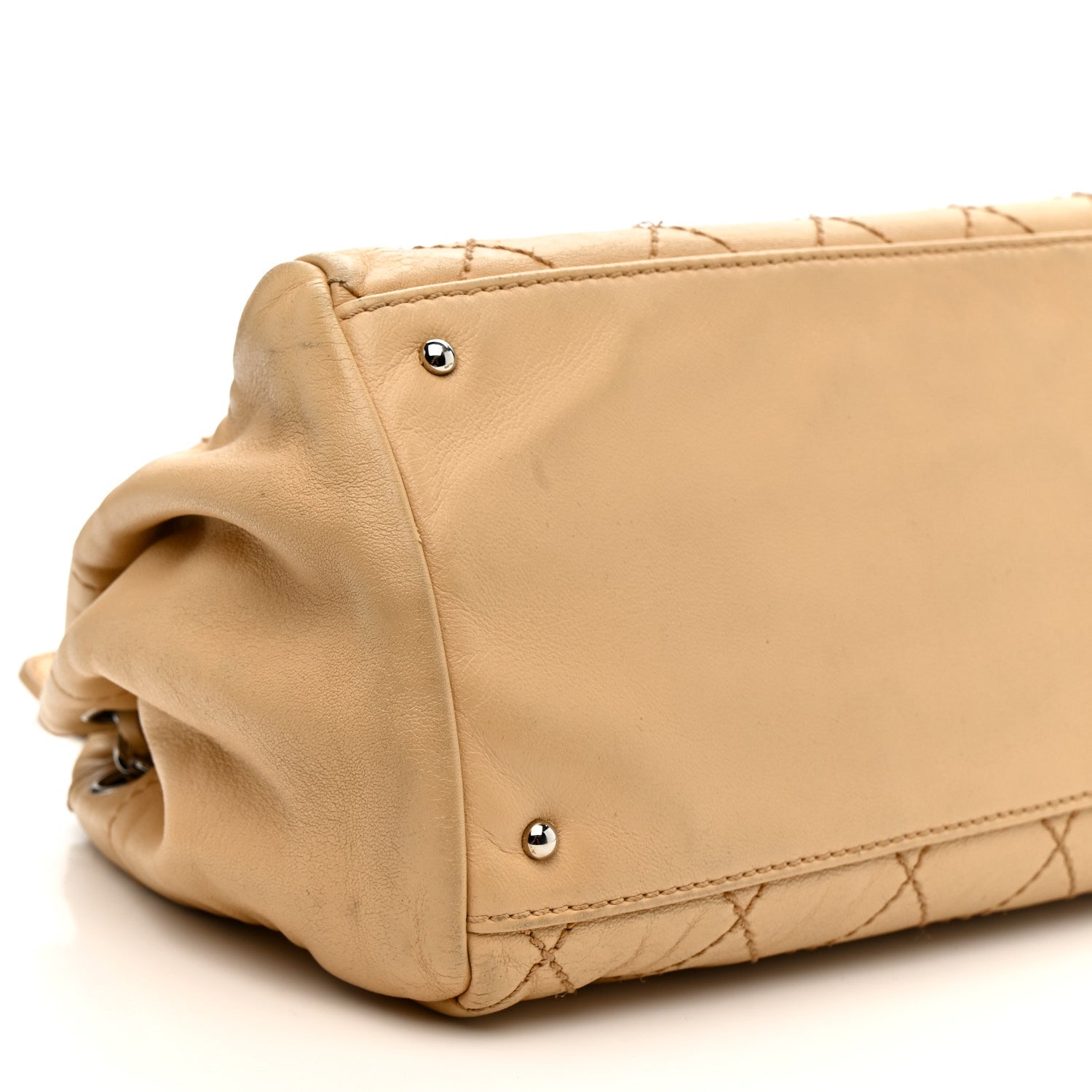 Chanel Lambskin Stitched Accordion Tote Beige 9 of 17