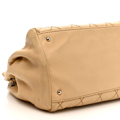 Chanel Lambskin Stitched Accordion Tote Beige 9 of 17