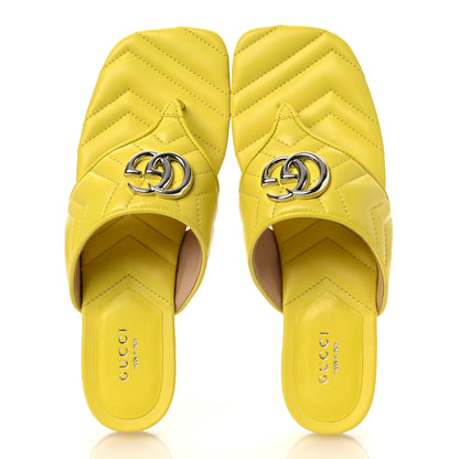 Gucci Nappa Charlotte Double G Marmont Thong Sandals 37.5 Acid Lime 2 of 11