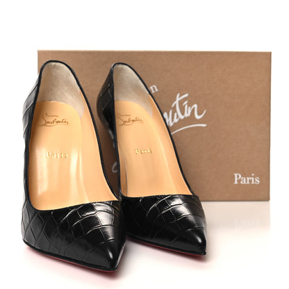Christian Louboutin Calfskin Crocodile Embossed Pigalle Follies 100 Pumps 39 Black 8 of 8