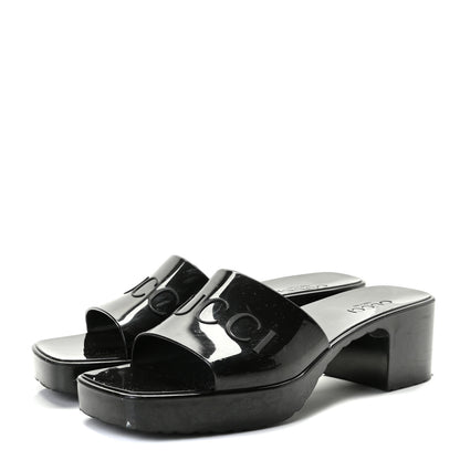Gucci Rubber Gucci Logo Womens Platform 20/60mm Slide Sandals 41 Black 3 of 12