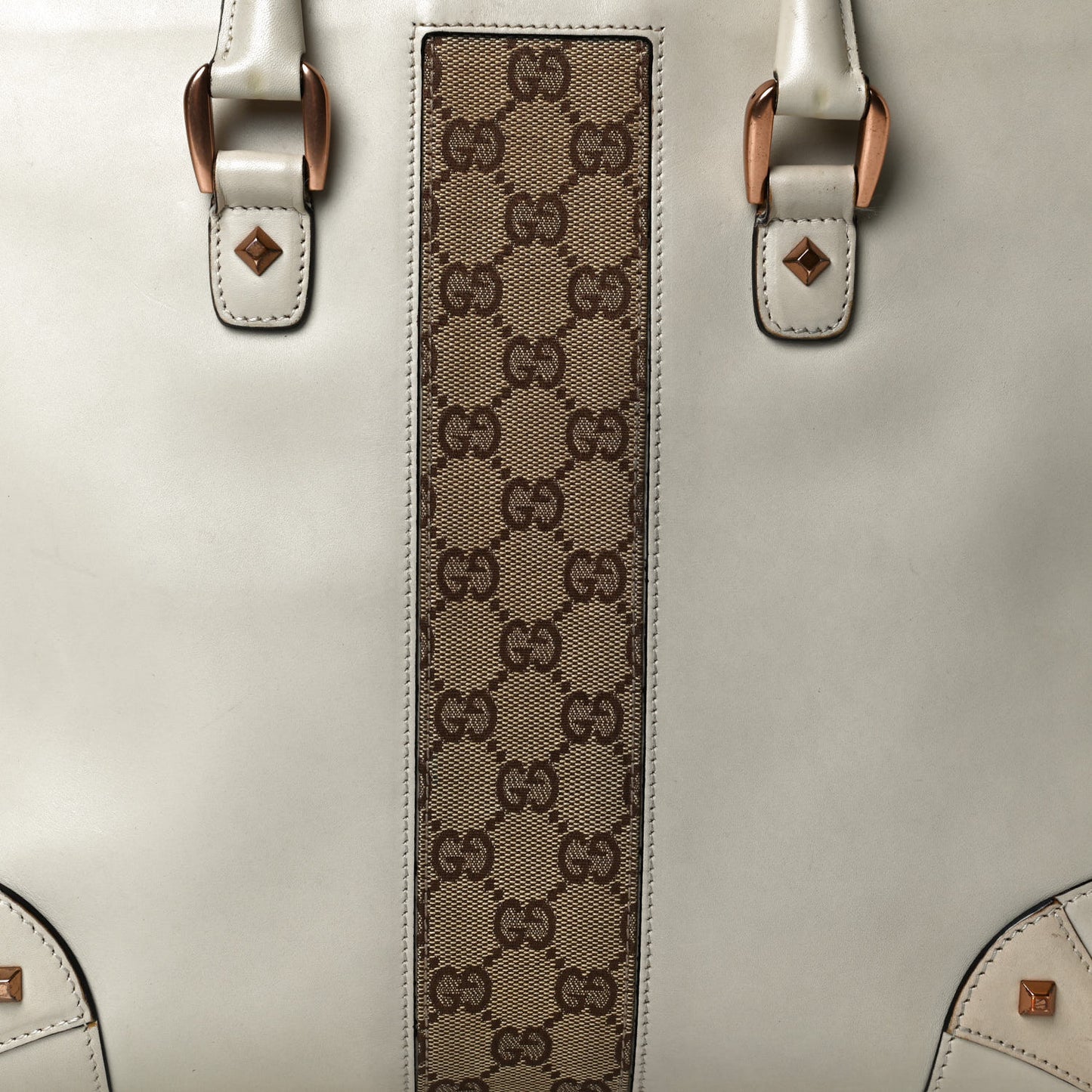 Monogram Calfskin Medium Tote Bag Off White