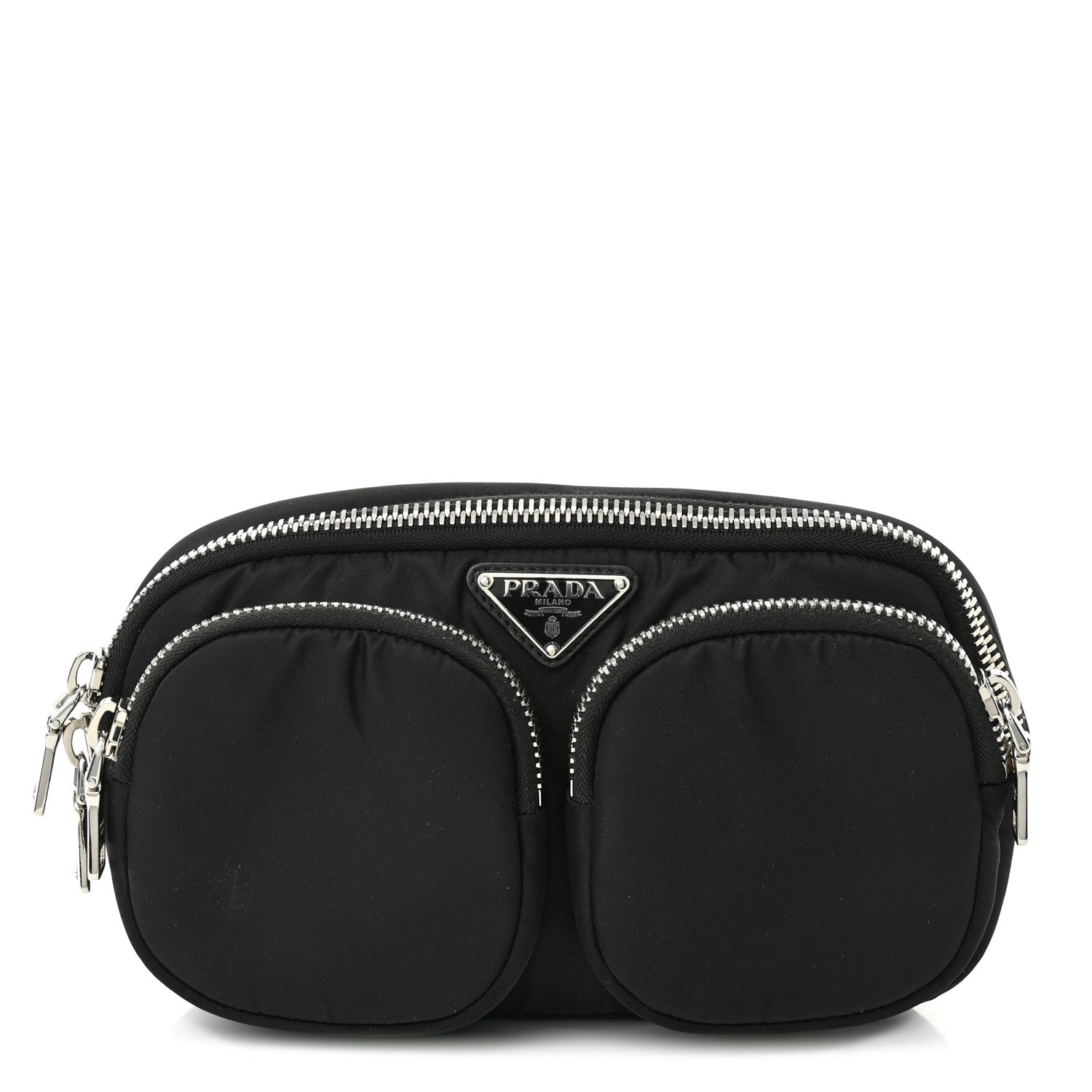 Prada Tessuto Nylon Pocket Cargo Belt Bag Black Fuoco 1 of 9