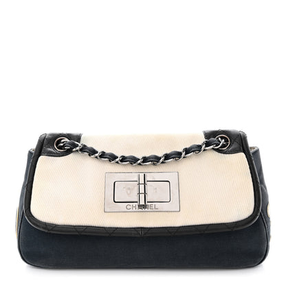 Chanel Canvas Lambskin Mademoiselle Lock Flap Navy White 1 of 16