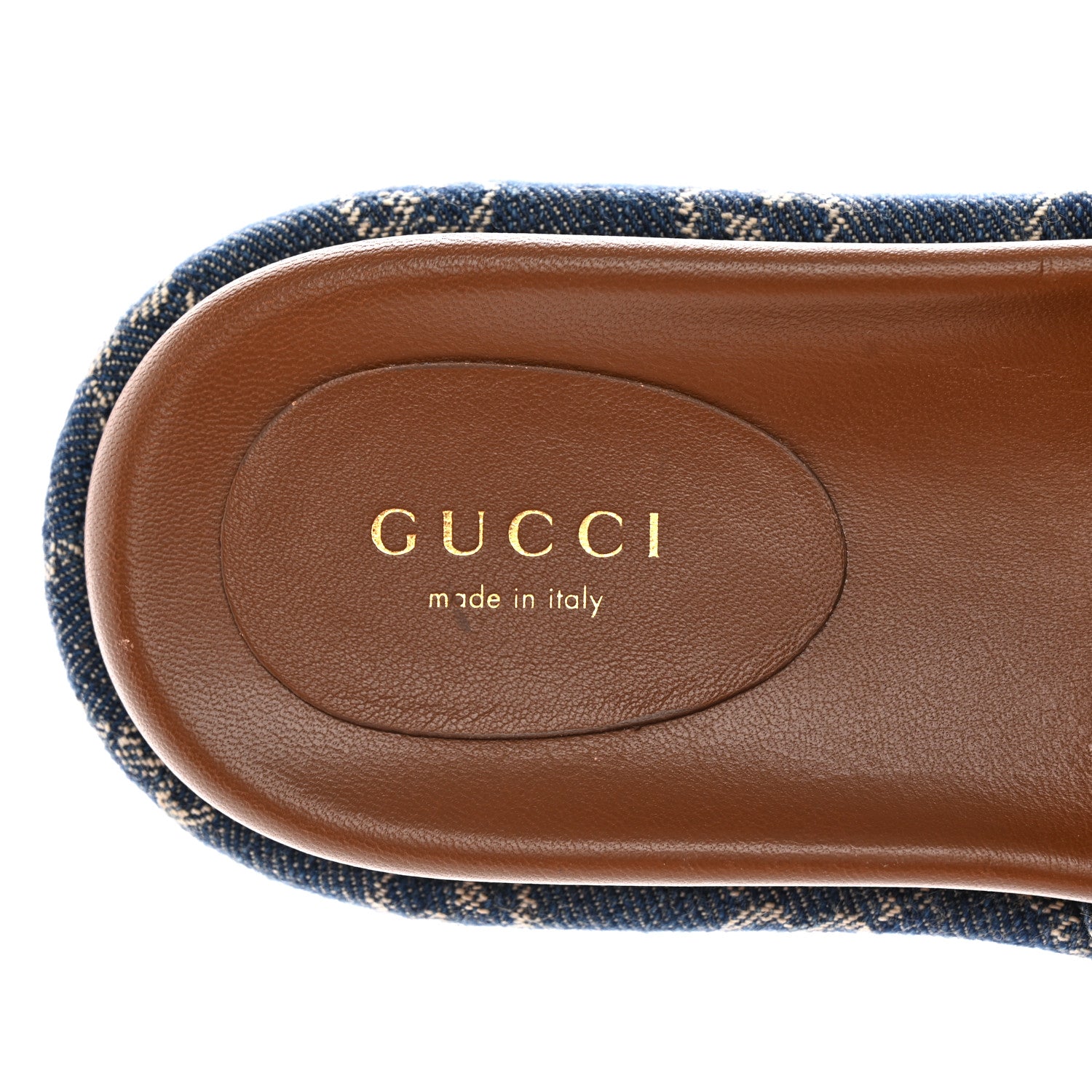 Gucci New Denim GG Monogram Angelina Platform 55mm Slide Sandals 35.5 Blue Tea 10 of 14