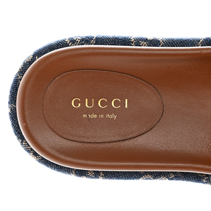 Gucci New Denim GG Monogram Angelina Platform 55mm Slide Sandals 35.5 Blue Tea 10 of 14