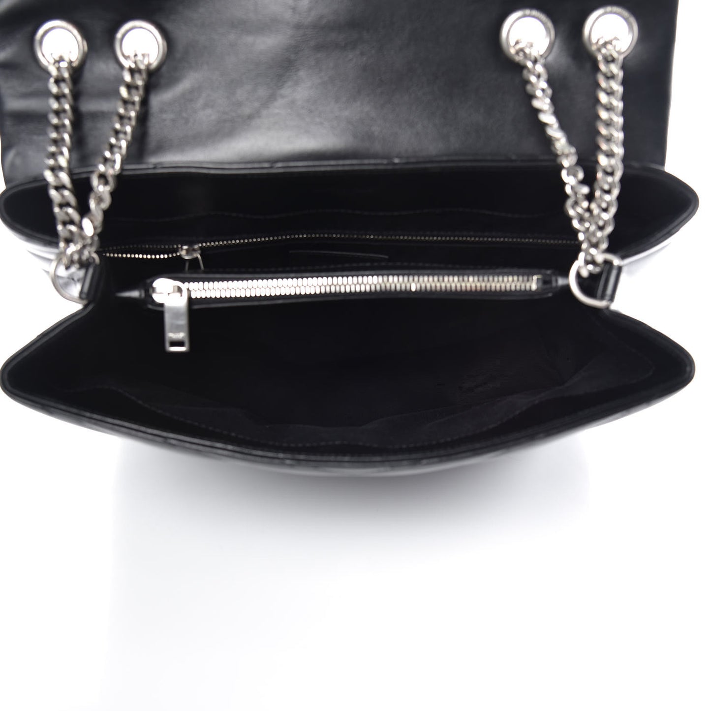 Calfskin Y Quilted Monogram Medium Loulou Chain Satchel Black