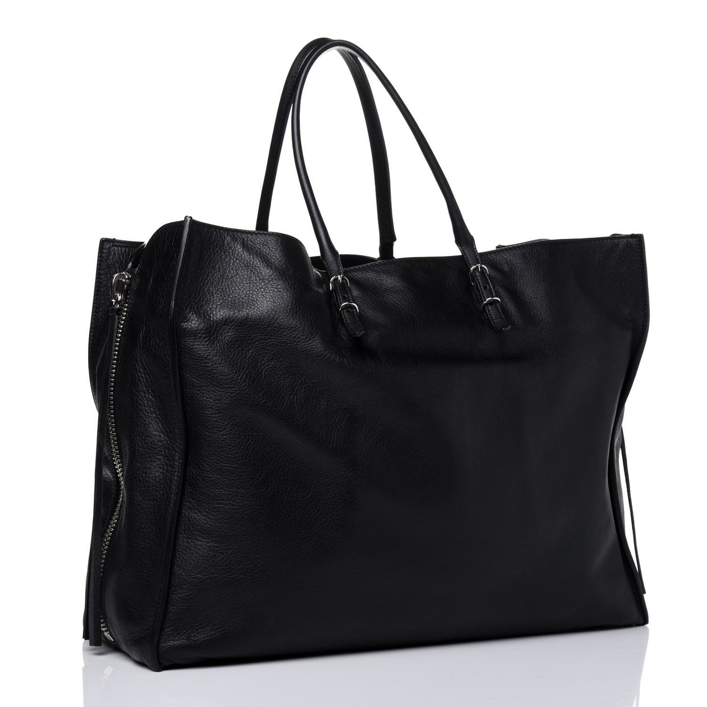 Supple Calfskin Papier A4 Zip Around Tote Black