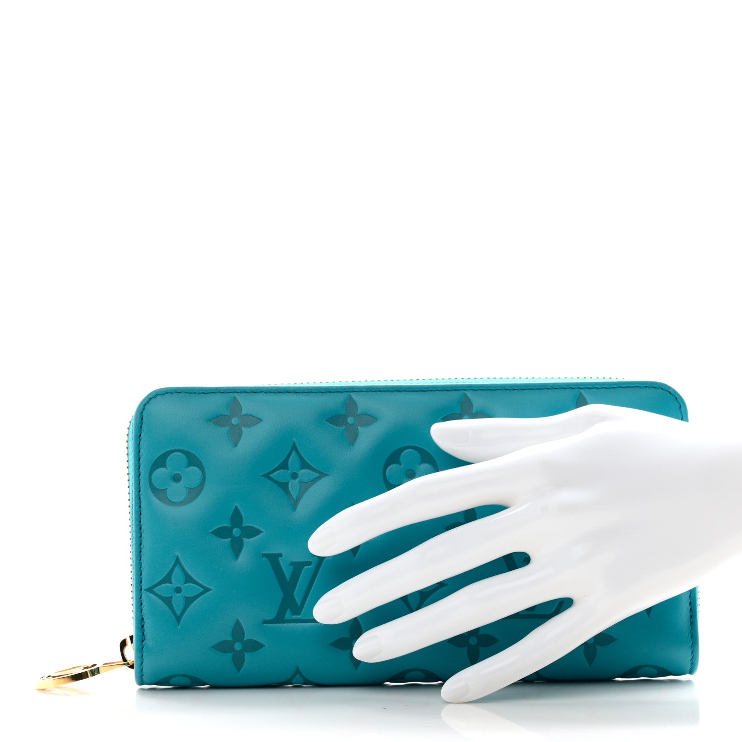 Louis Vuitton Lambskin Embossed Monogram Coussin Zippy Wallet Turquoise 2 of 8