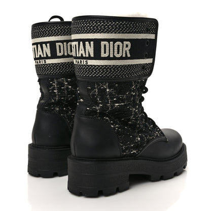 Christian Dior Calfskin Tweed Cannage D-Major Ankle Boots 38.5 Black White 4 of 9
