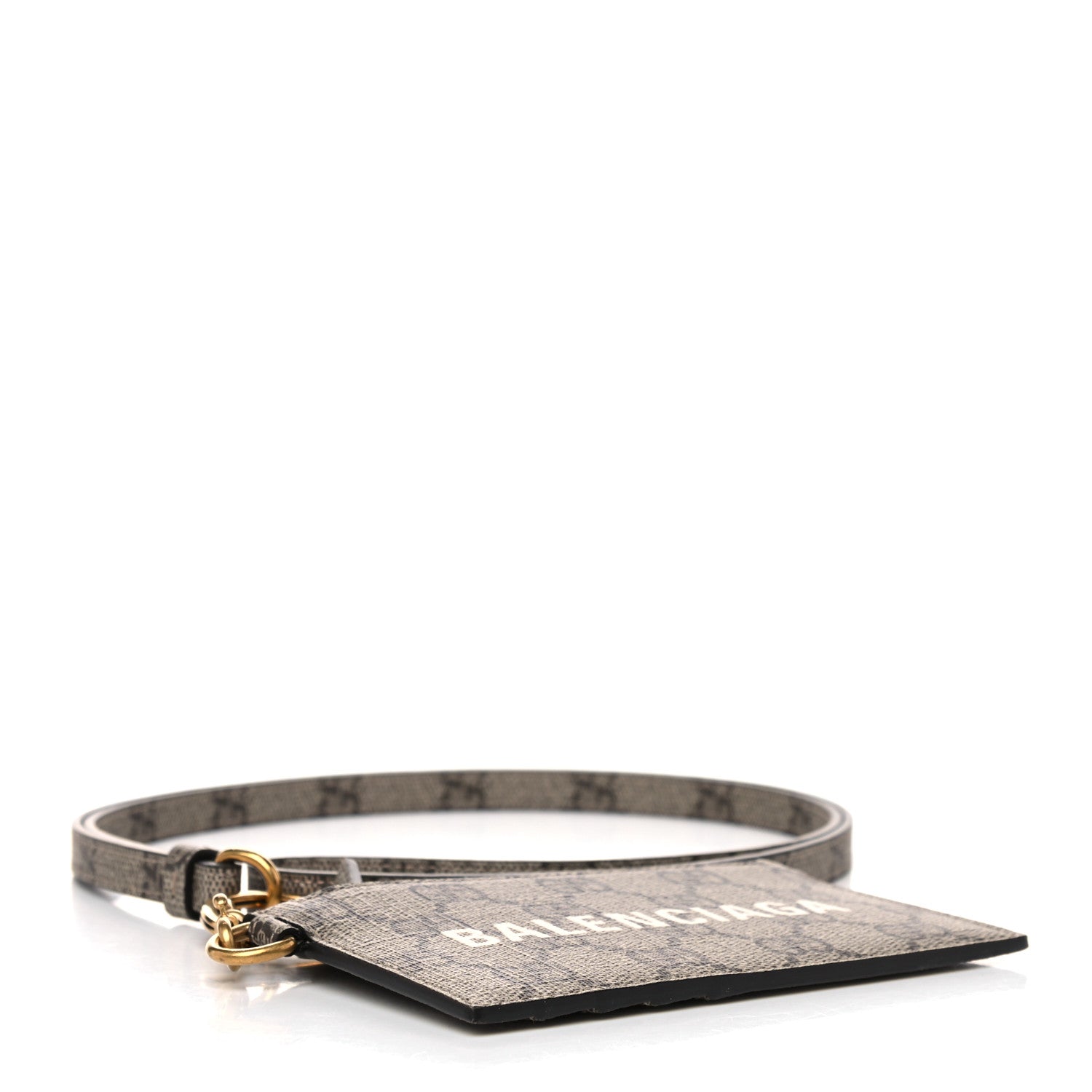 Gucci X BALENCIAGA GG Supreme Monogram Logo Card Case With Strap Beige Ebony 4 of 7