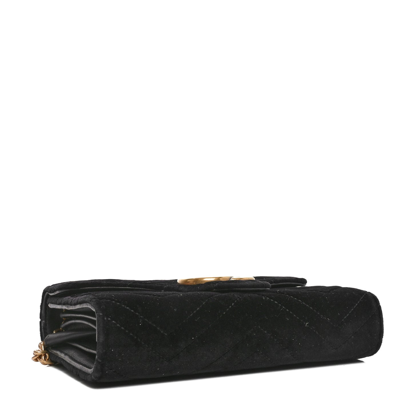 Velvet Matelasse GG Marmont Chain Wallet Black