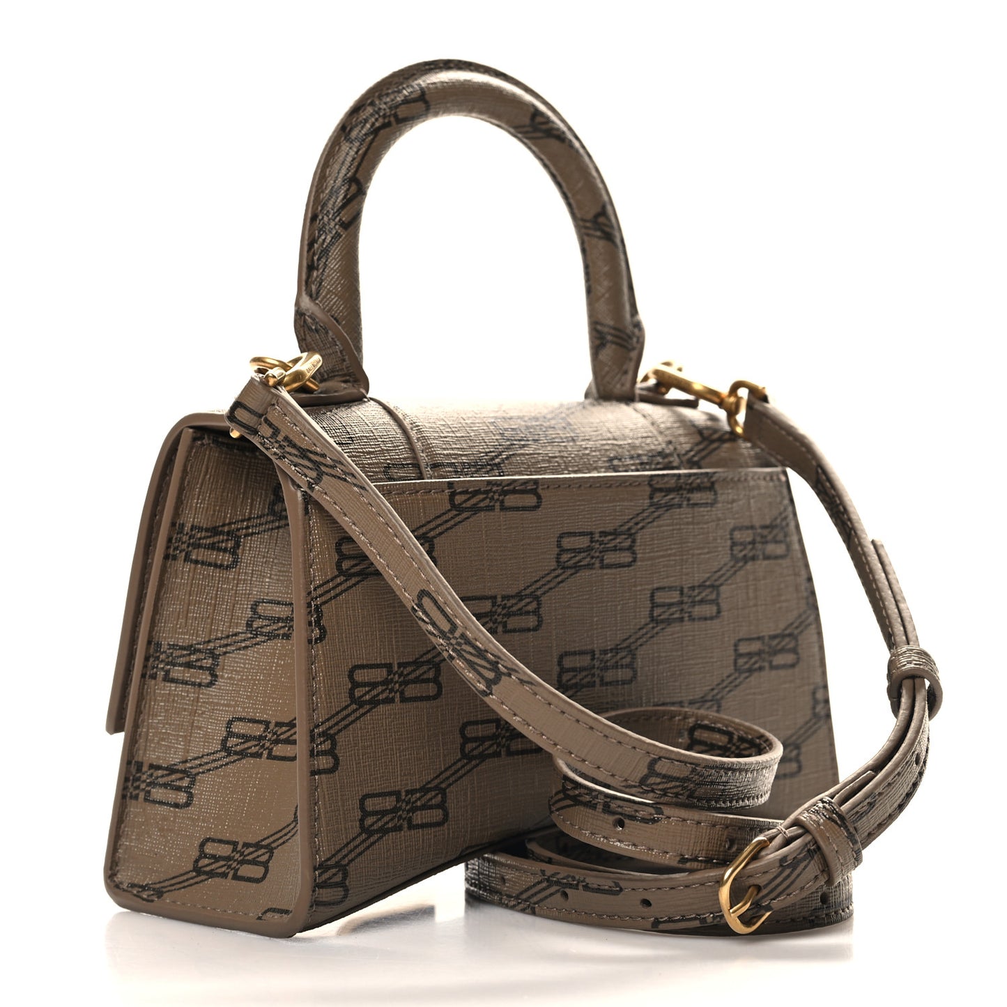 Coated Canvas BB Monogram Hourglass Top Handle Bag XS Beige Brown