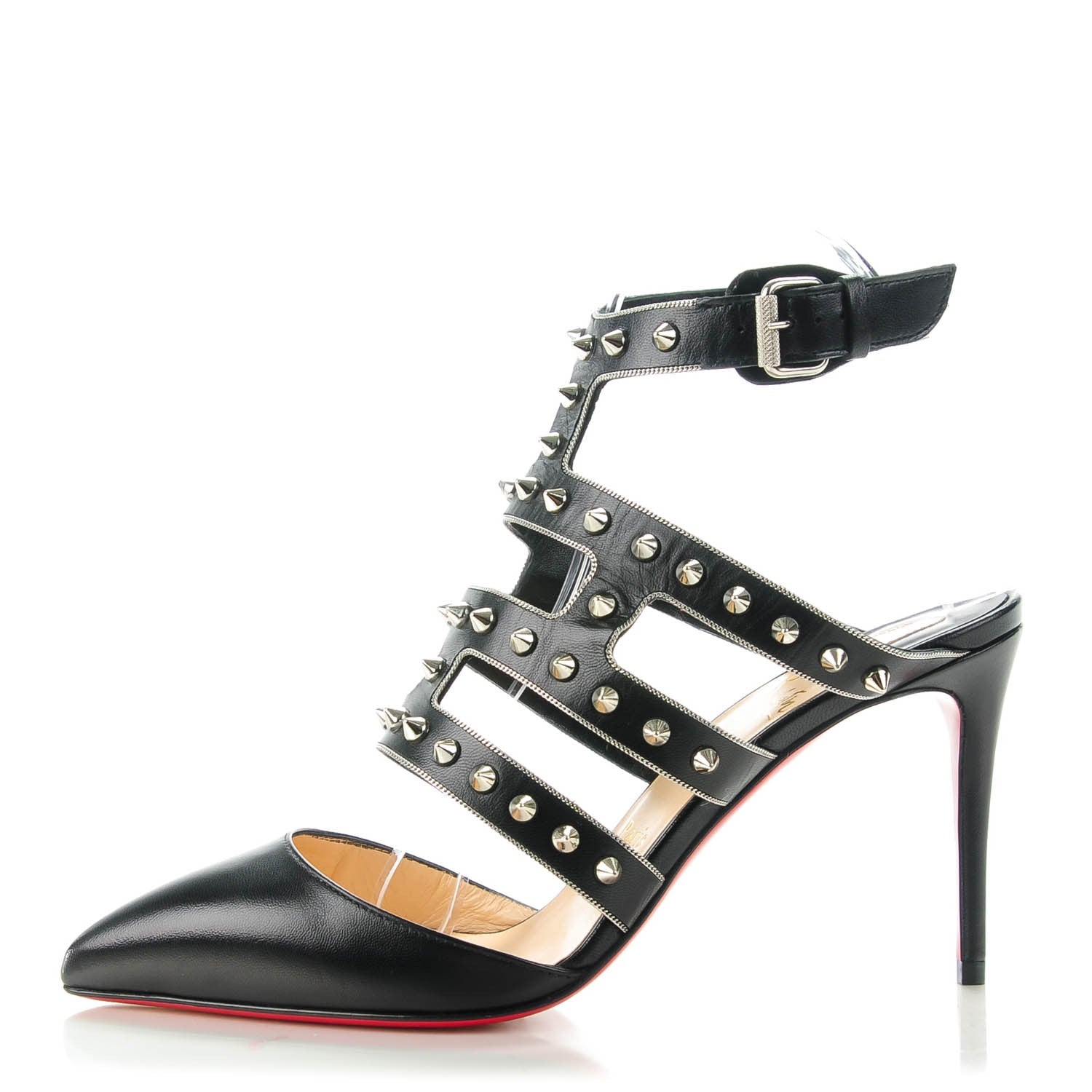 Christian Louboutin Kid Tchicaboum 85 Pumps 37.5 Black Silver 1 of 7